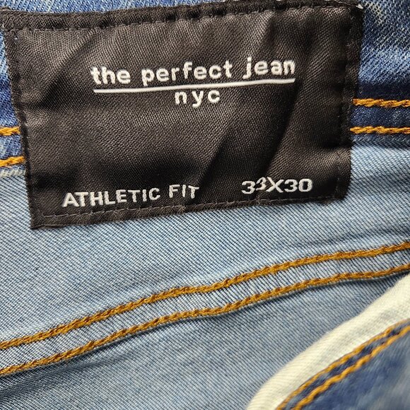 The Perfect Jean NYC Athletic Fit Size 33x30 NWT Stretch Straight Leg Denim Blue - Picture 6 of 11